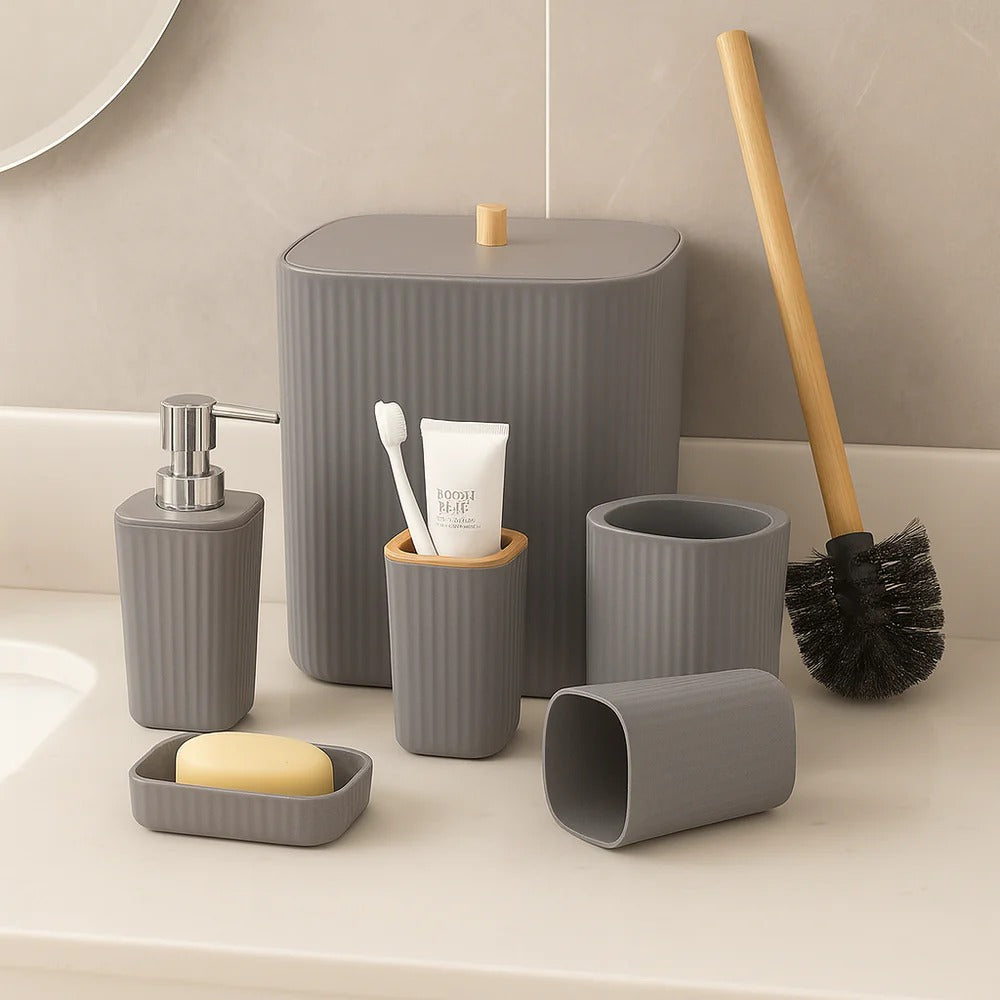 Premium 6-Piece Bathroom Accessory Set – Sophisticated Slate Grey