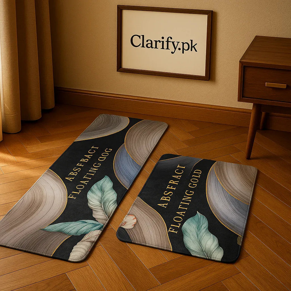 Luxury Abstract Floating Gold 2-Piece Mat Set
