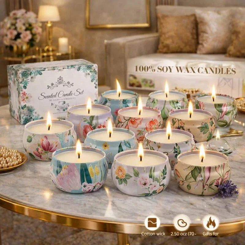 Luxury Scented Candle in Iron Container – Home Aroma Décor (each)