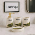 4-Piece Luxury Bathroom Set – Palm Leaf Design with Gold Detailing (Random colours)