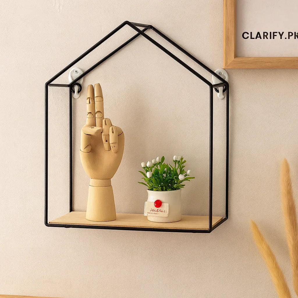 Hut Style Wall Shelf with 1 Tier – Decorative Storage Organizer