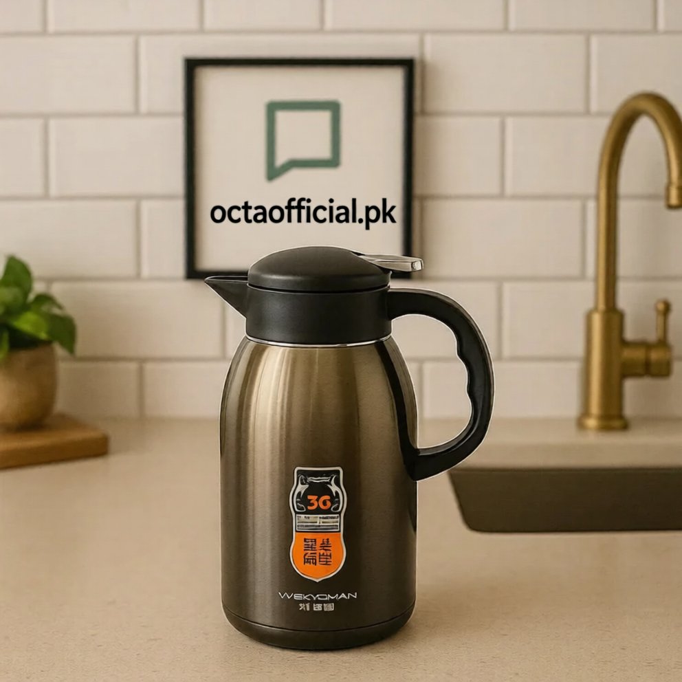 2.2L Stainless Steel Thermal Flask – Grey Black Hot & Cold Bottle