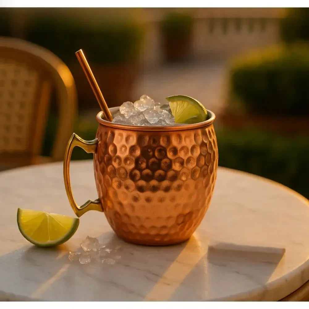 500ml Copper Cocktail Mug with Hammered Finish
