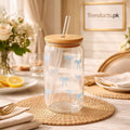 Bow Style Mason Jar – Aesthetic Glass Tumbler with Bamboo Lid