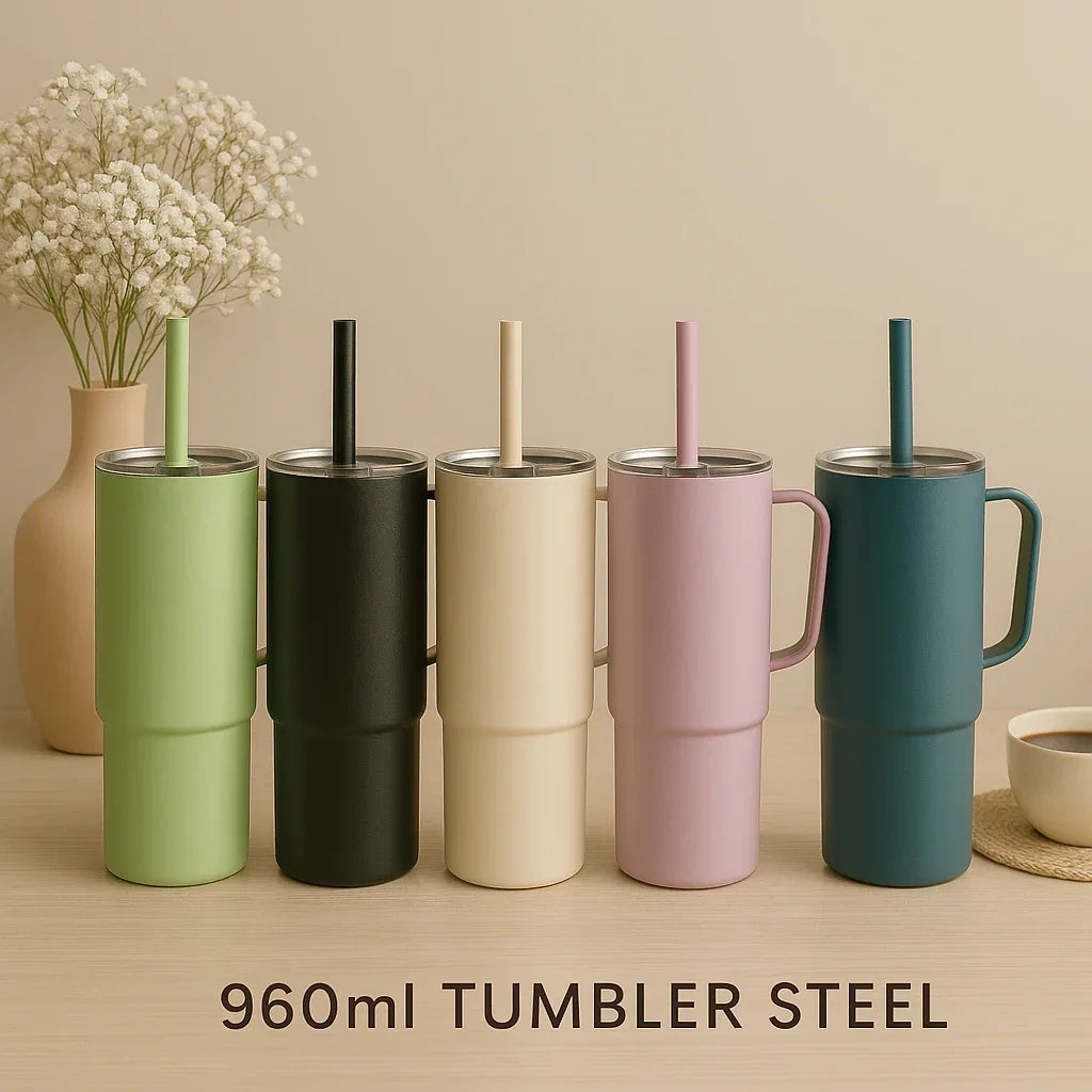 960ml Stainless Steel Tumbler – Insulated Travel Cup (Random Design)