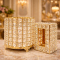 Round Crystal Nug Bin & Tissue Box – Grand Gold (Random Design)
