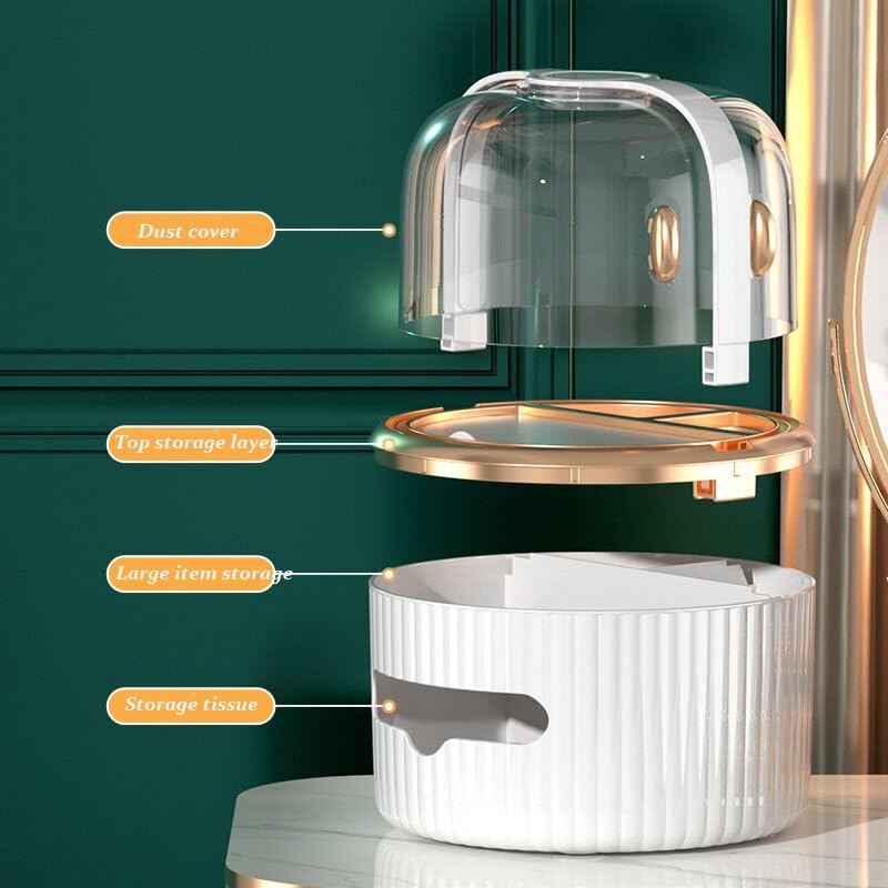 Premium Vanity Organizer - Tissue Box & Skincare Showcase with Acrylic Door