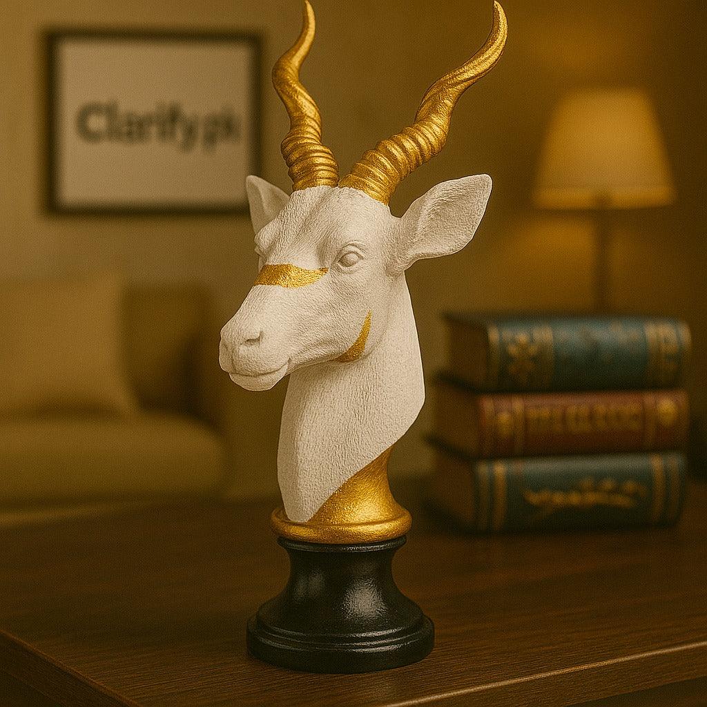 Luxury Gold Markhor Head Decorative Showpiece