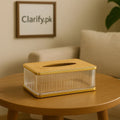 Modern Acrylic Tissue Holder with Wooden Lid