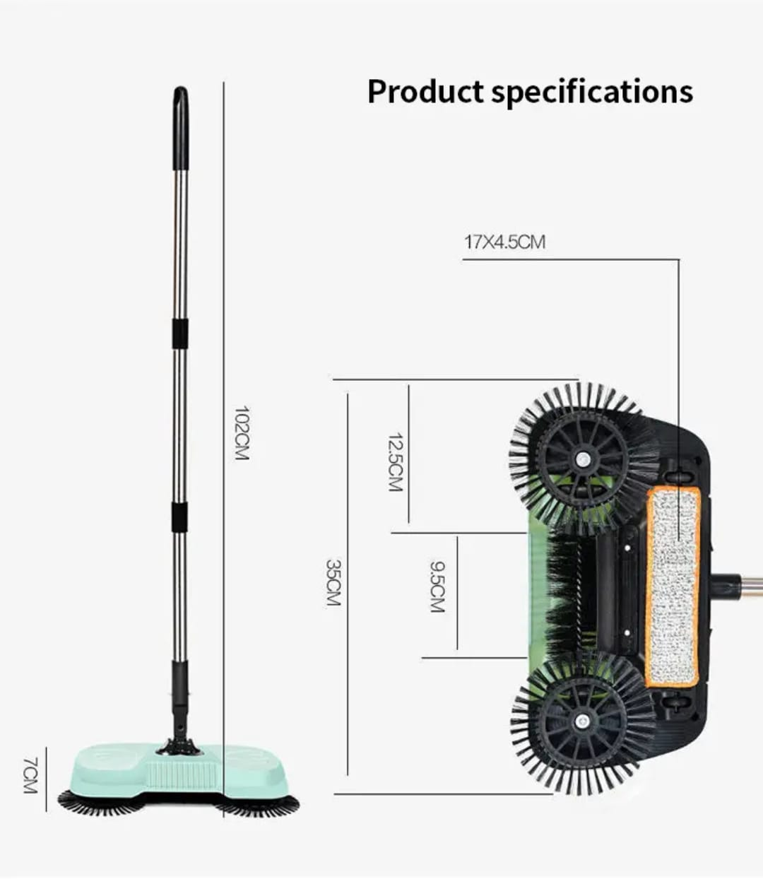 3-in-1 Hand Push Sweeper Magic Broom - Manual Floor Sweeper & Mop