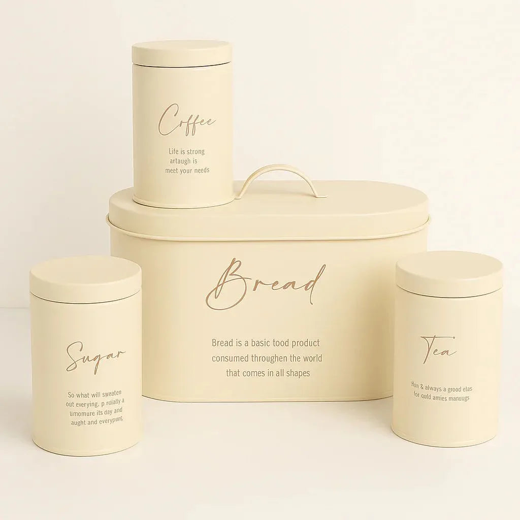 4-Piece Metal Bread Bin & Canister Set – Kitchen Storage