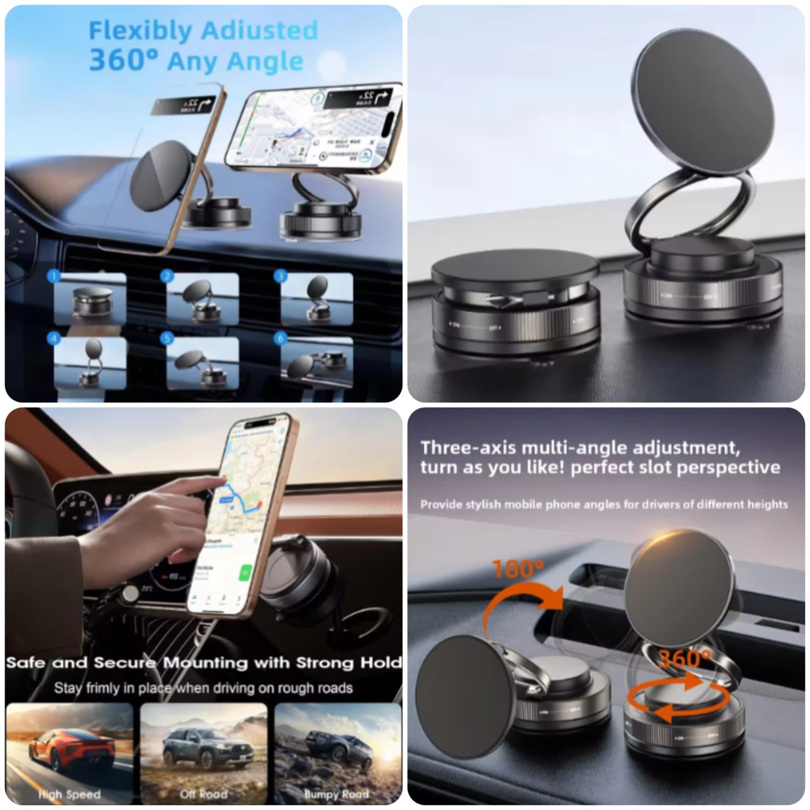 360° Magnetic Phone Holder – Strong Grip Stand