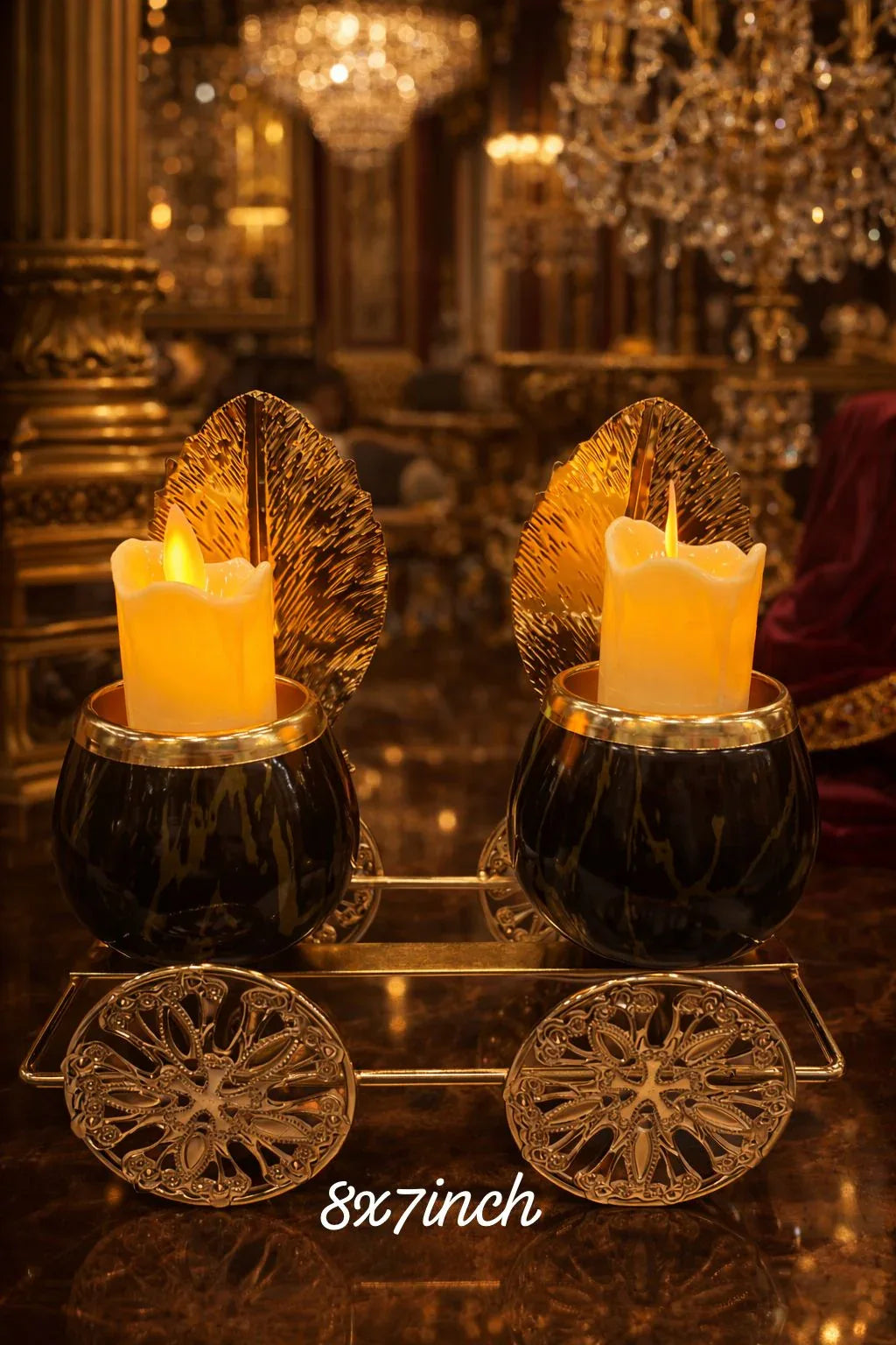 Luxury Black & Gold Double Candle Holder for Home Décor