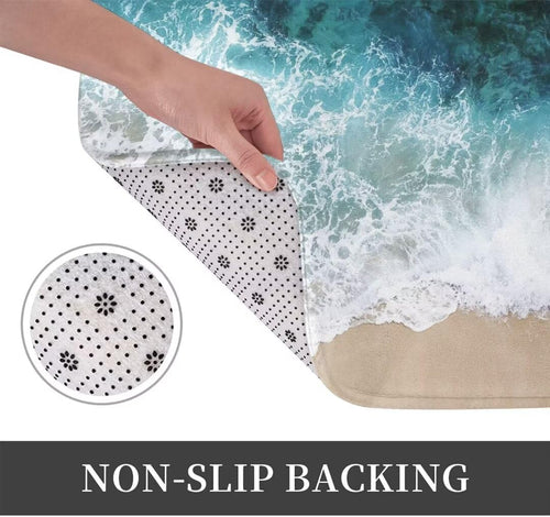 3D Ocean Wave Beach Bathroom Mat – Anti-Slip Rug