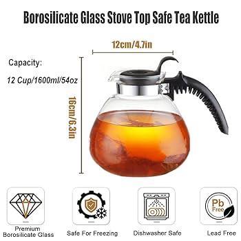 Borosilicate Glass Fireproof Kettle – 1L