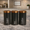 Premium 3-Piece Matte Black Metal Canister Set – Sleek Industrial Elegance