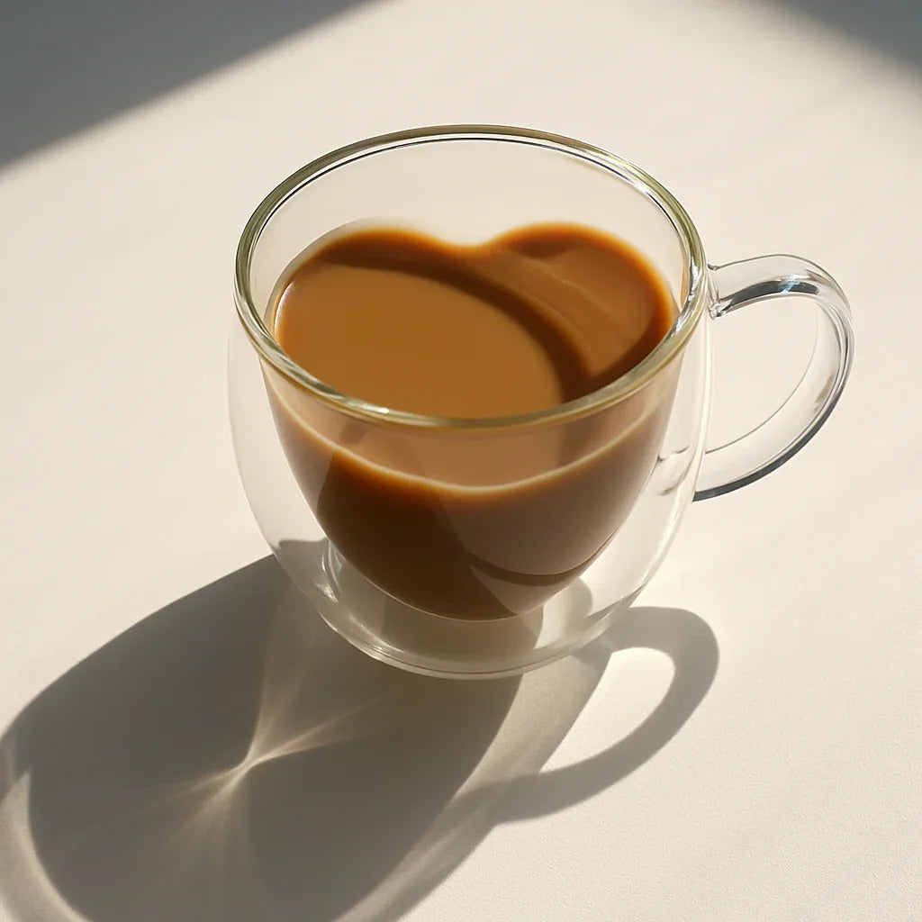 Heart-Shaped Double Wall Glass Mug – Elegant Coffee Cup