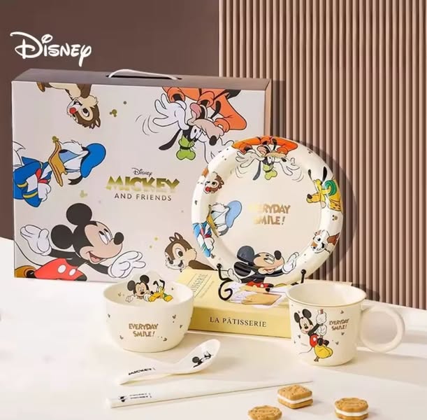 Mickey & Friends Ceramic Crockery Set – Premium 4-Piece Kids Set