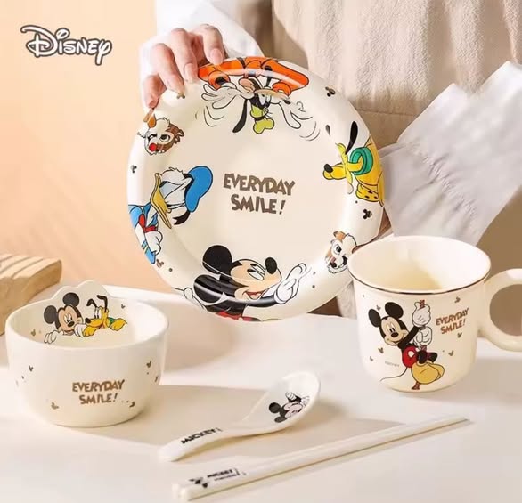 Mickey & Friends Ceramic Crockery Set – Premium 4-Piece Kids Set