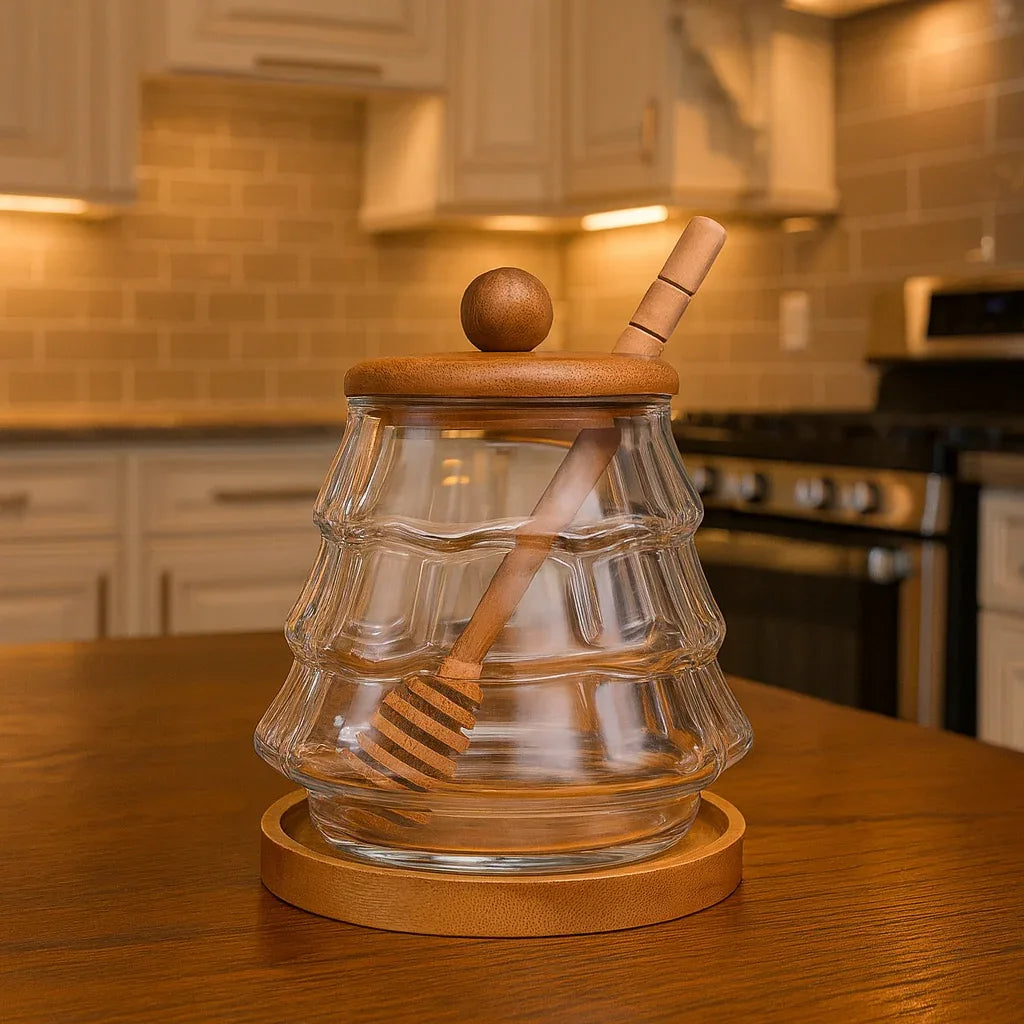 Glass Honey Jar with Airtight Lid – Kitchen Storage