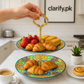 Elegant Floral 2-Tier Ceramic Cake & Snack Stand