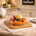 Acrylic Cake Dome with Wooden Base – Elegant Dessert & Pastry Display Cover