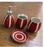 Luxury 4Pcs Red & White Bath Set – Modern Bathroom Décor