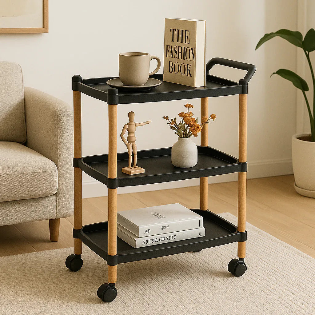 Modern 3-Tier Rolling Organizer Trolley – Storage Cart