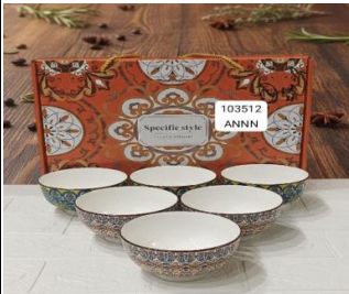 Premium 6 Pcs Bohemian Ceramic Bowl Set - Hand-Painted Gift Box
