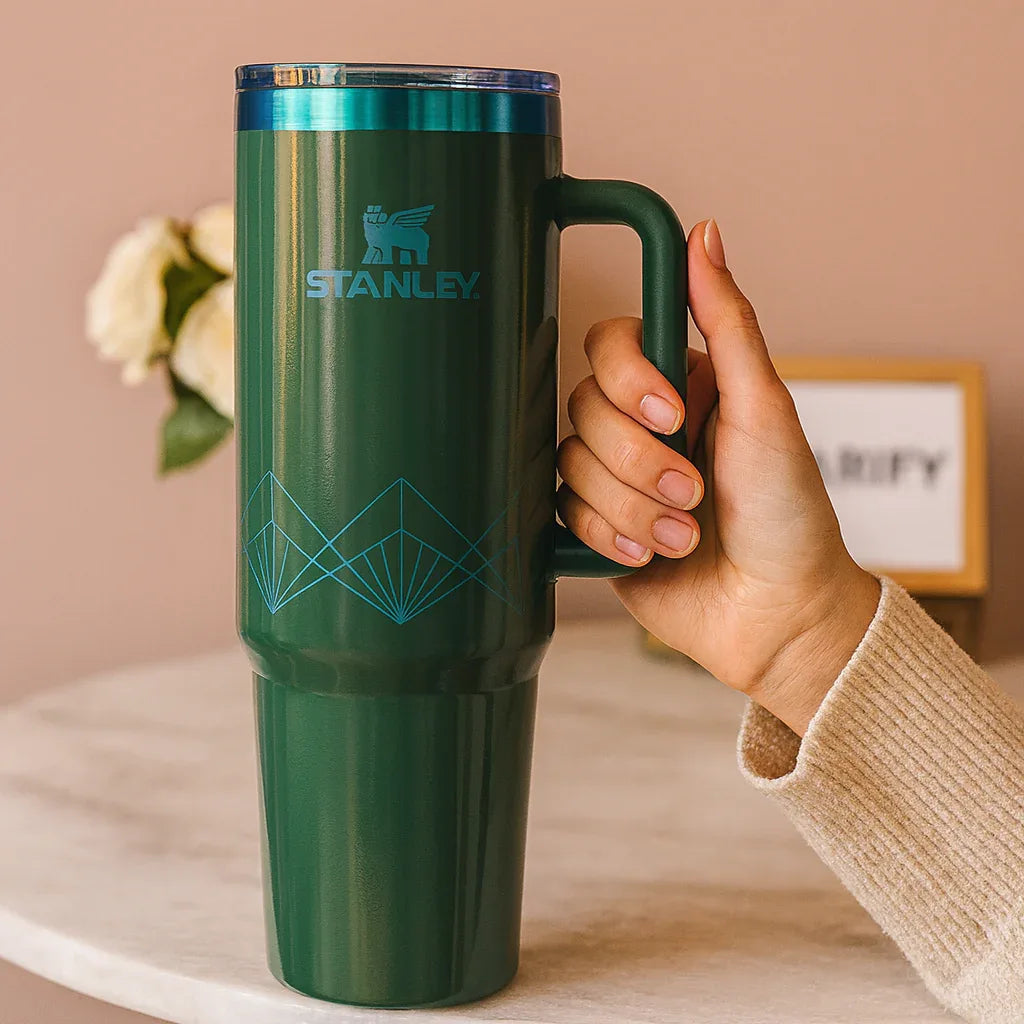 40oz Glossy Stainless Steel Tumbler – 1200ml Stanley Style Drinkware