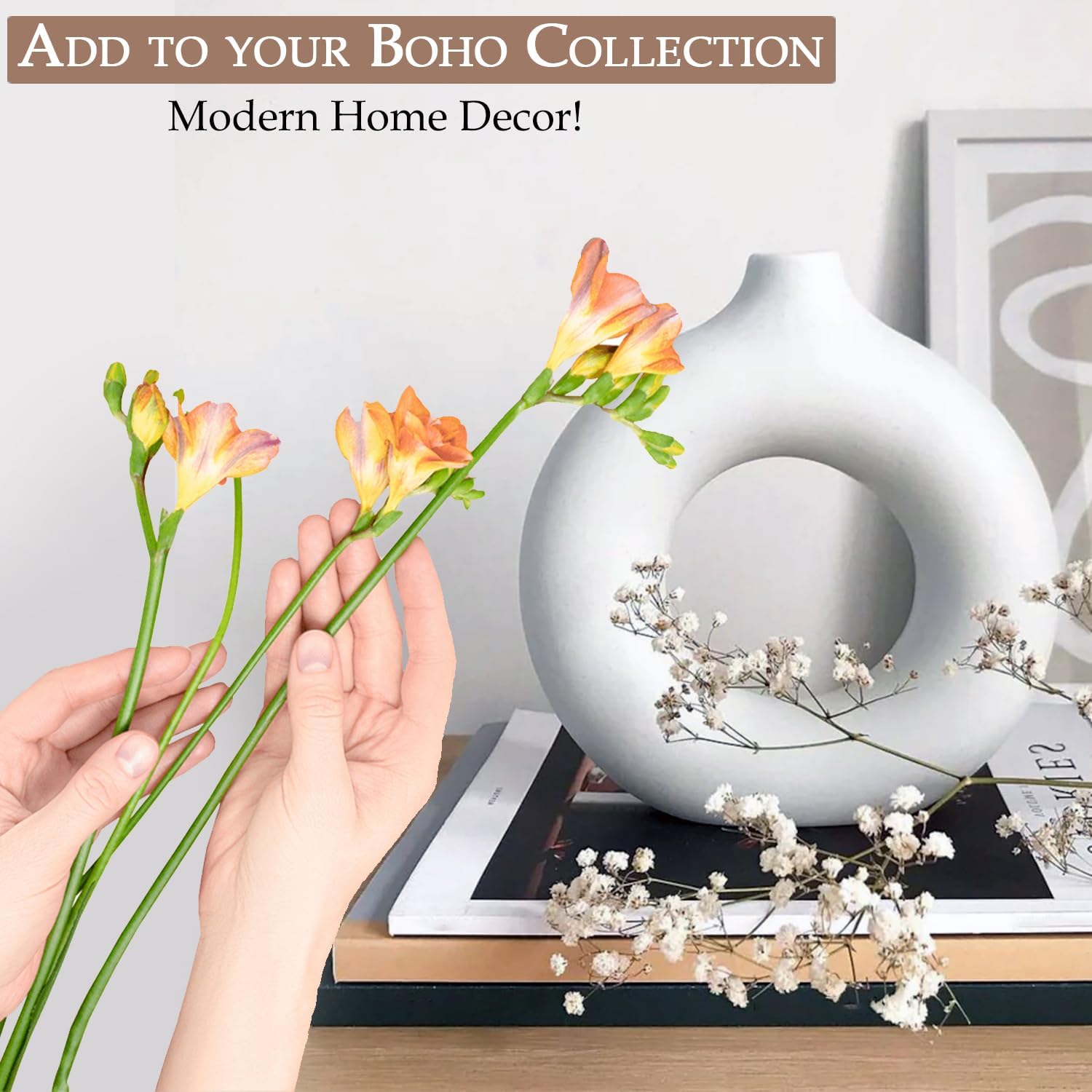 Minimalist Plastic Vase - Modern Shelf Decor (each)