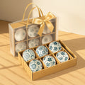 Japanese Style Ceramic Serving Bowls Set with Chopsticks - 6 Pieces Set