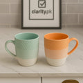 Elegant Dual-Color Ceramic Mug – Modern Textured Design (Each)
