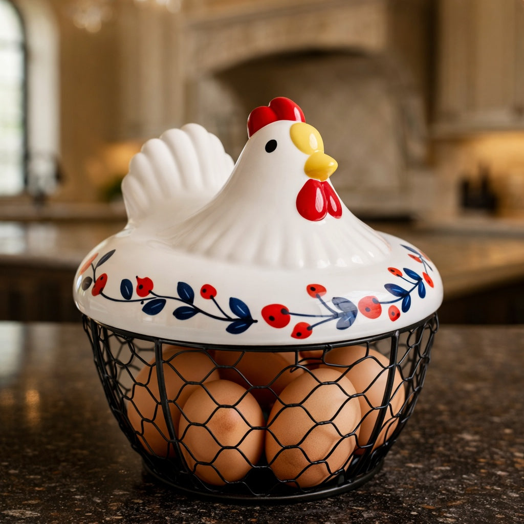 Chicken Egg Basket & Wire Mesh Storage