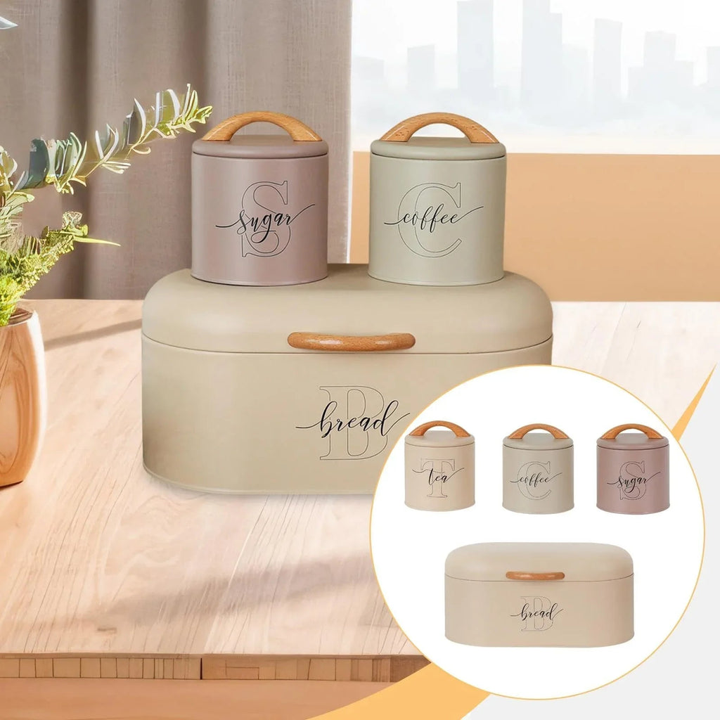 Luxury Kitchen Storage Canister Set with Wooden Lids