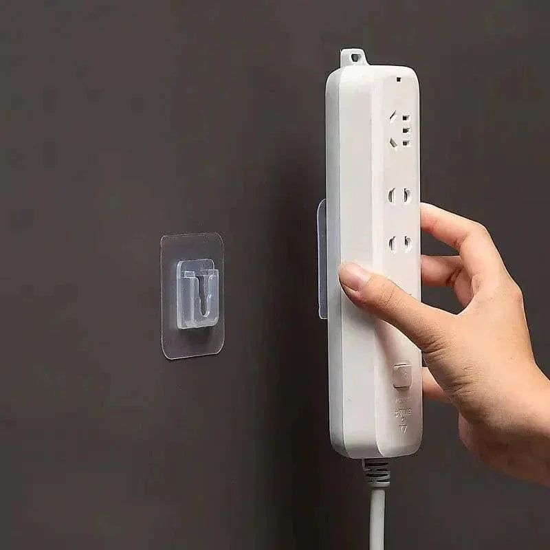 Pack of 4 Transparent Adhesive Wall Hooks, Double-Sided Mounts for Easy Installation