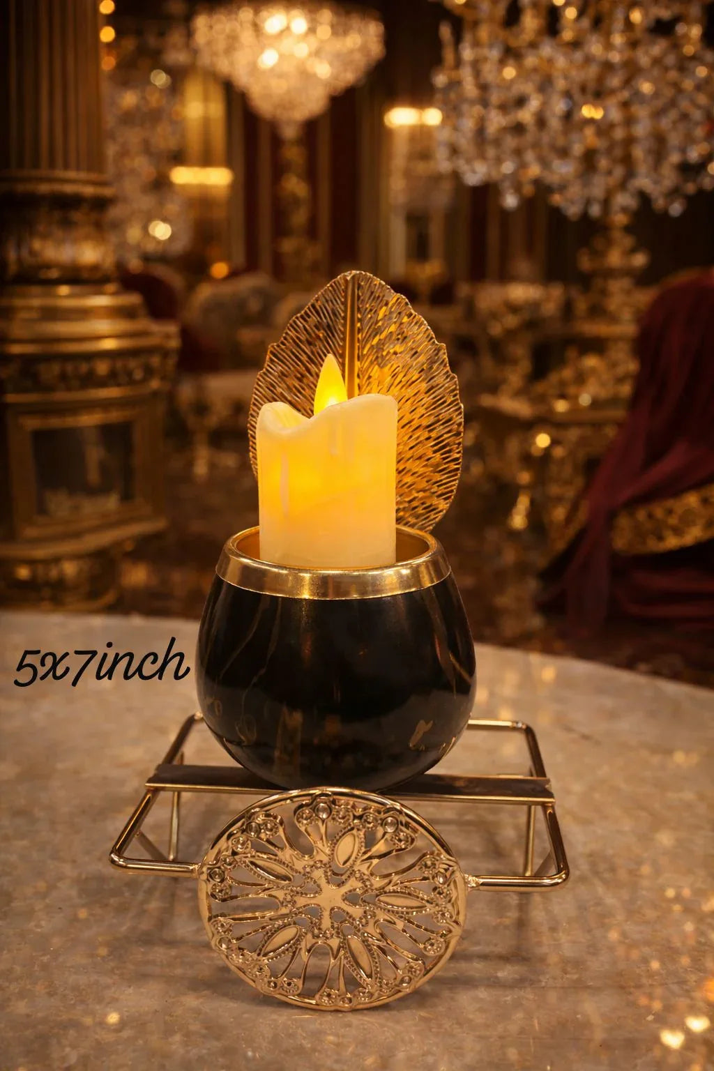 Royal Black & Gold Decorative Candle Holder