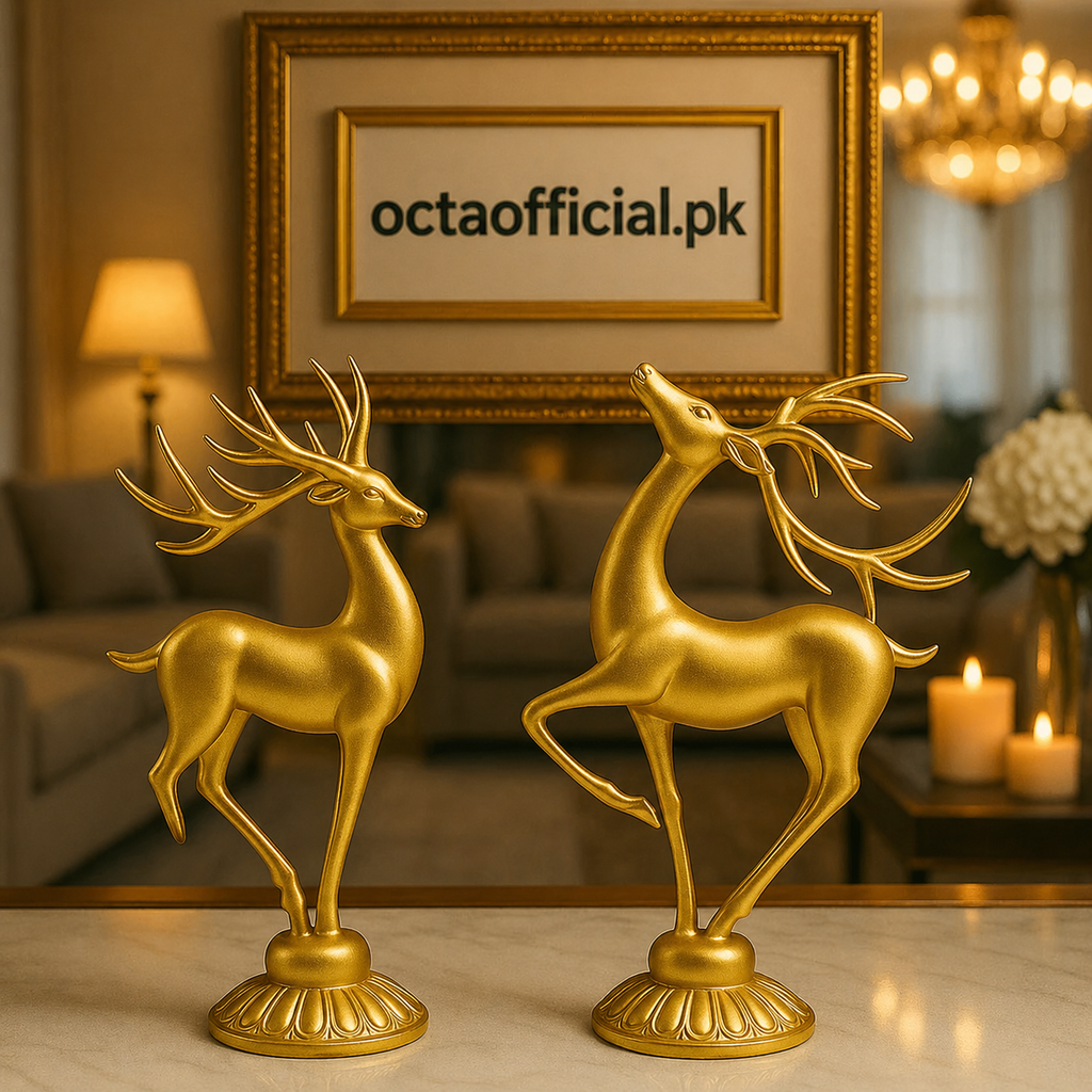 2pcs Dancing Deer Showpiece – Elegant Home Décor
