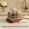 Crystal Glass Spice Jar Set with Holder – Stylish Kitchen Containers