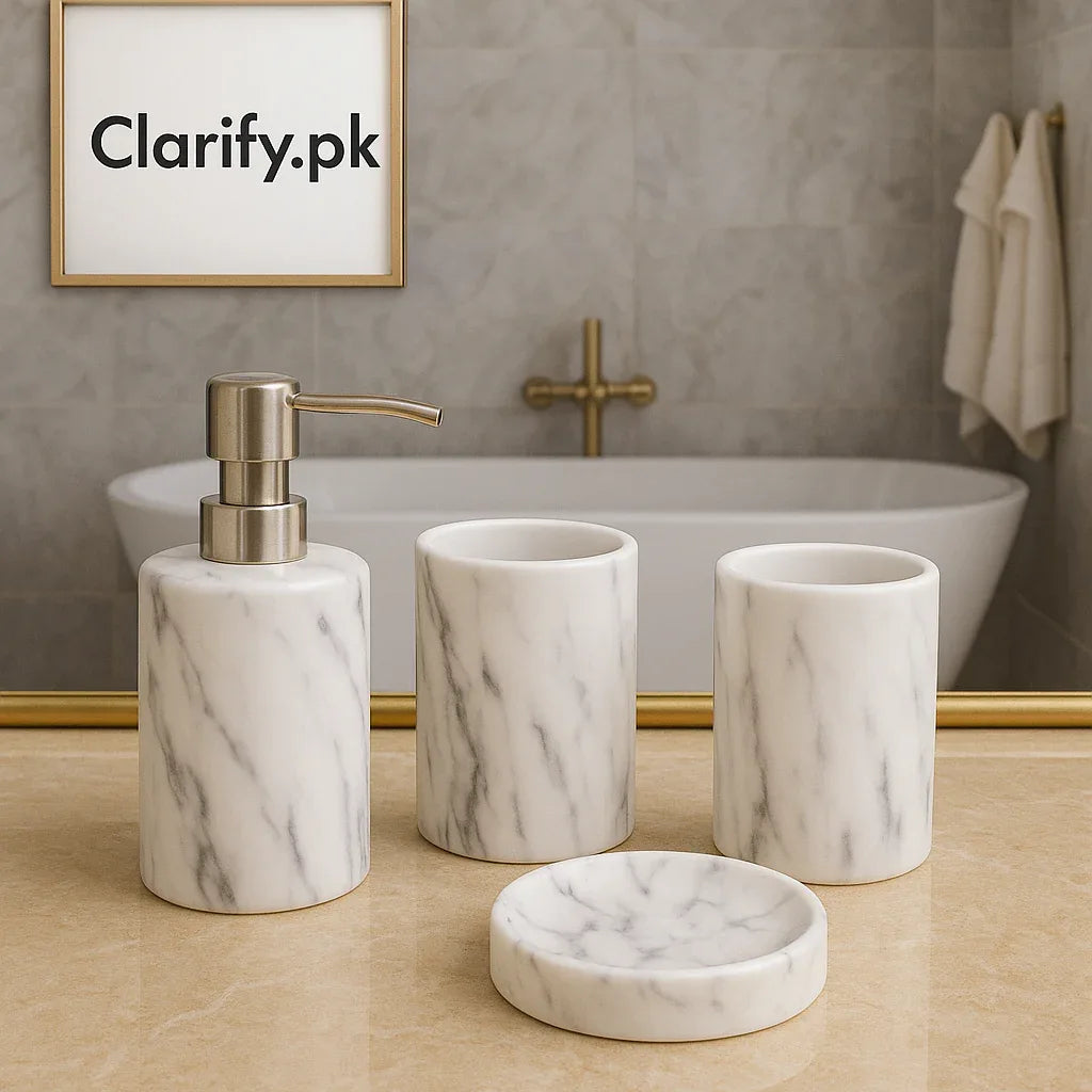 Luxury 4Pcs White Bath Set – Elegant Bathroom Décor