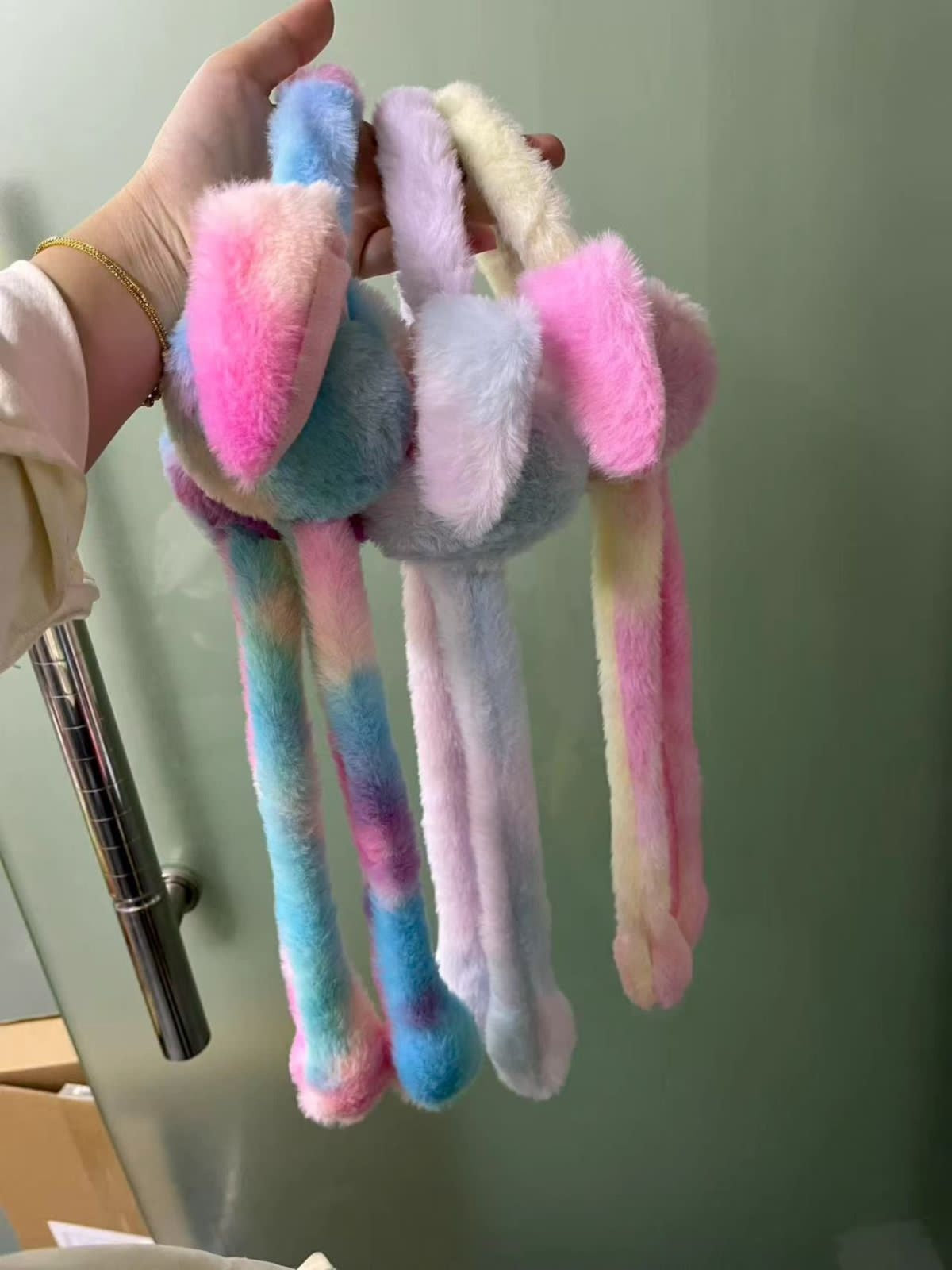 New Style Plush Earmuffs with Moving Bunny Ears - Fluffy Multi-Color Winter Headband