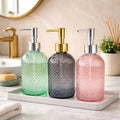 Luxury Textured Glass Soap Dispenser – Bathroom & Kitchen Counter Decor (each)