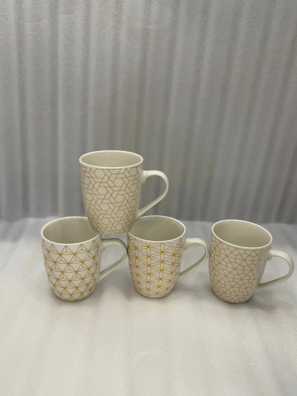 Luxury White Ceramic Mug with Golden Pattern (Each)