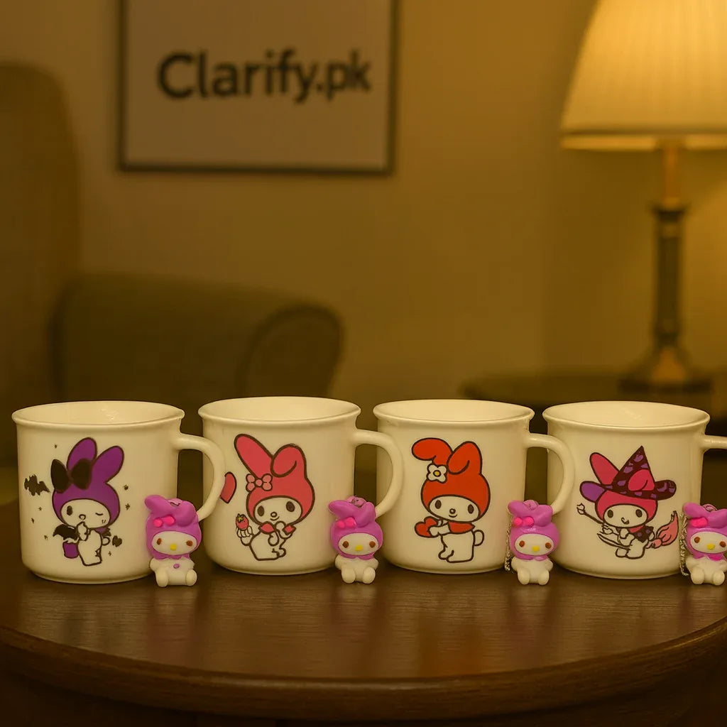 Melody & Kuromi Character Mug with Handle Keychain – Cute Cartoon Cup (each)