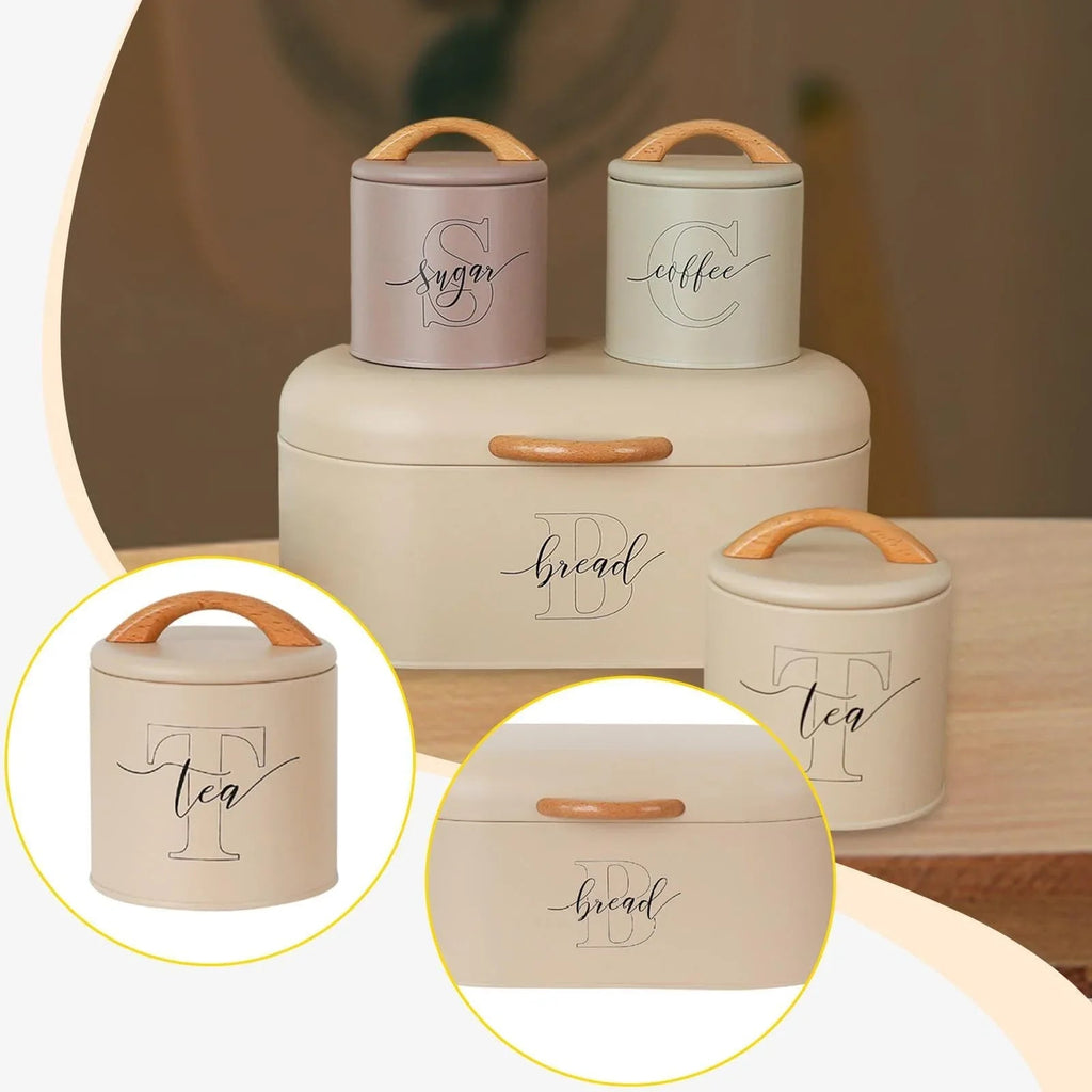 Luxury Kitchen Storage Canister Set with Wooden Lids