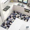 Emerald & Gold Geometry Napa Leather Anti-Slip Runner Set (2 Pcs)
