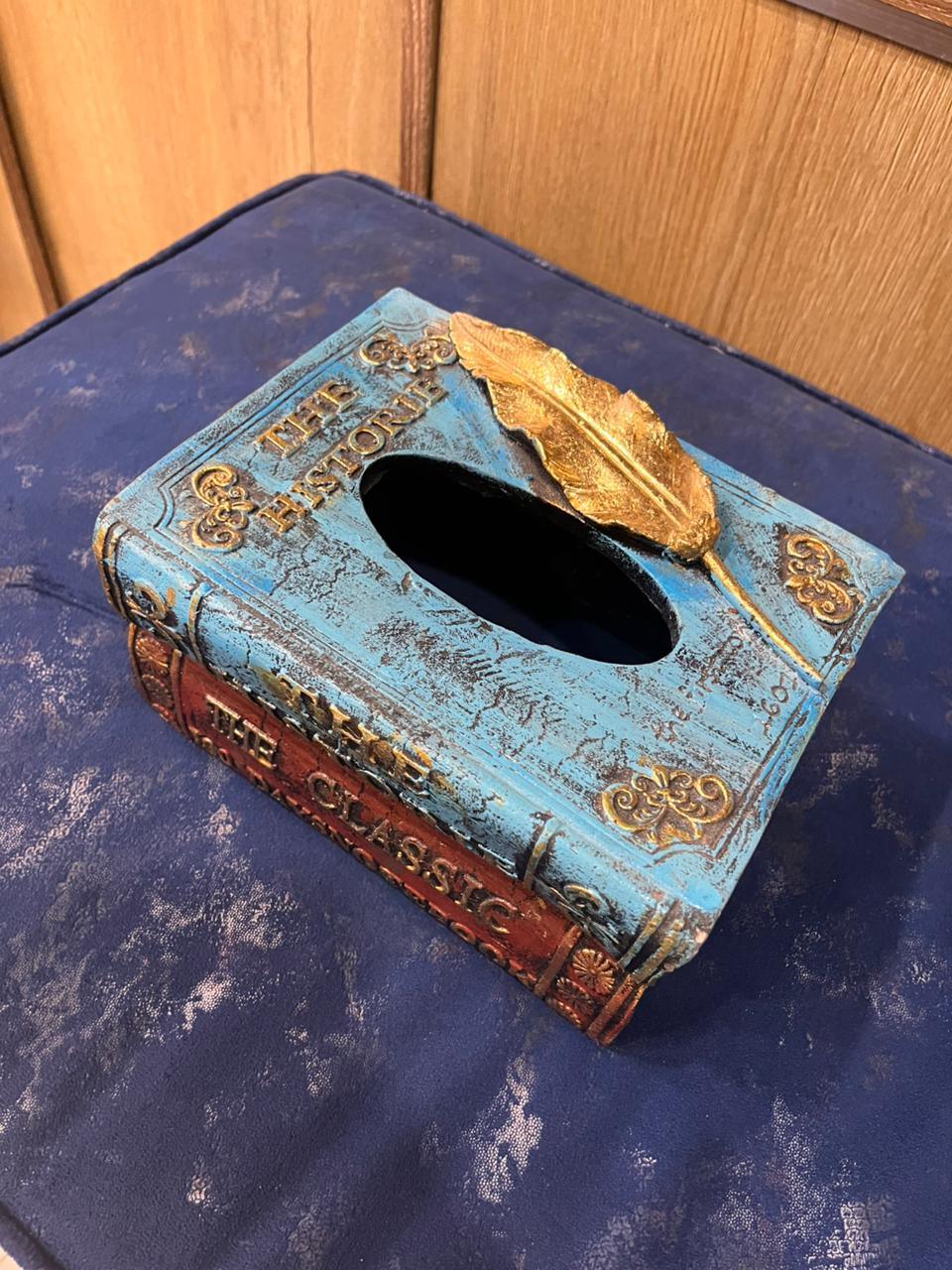Vintage Book-Style Tissue Box Case – Elegant Home Decor