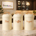 Vintage Metal Kitchen Canister Set – Tea, Coffee, & Sugar Trio