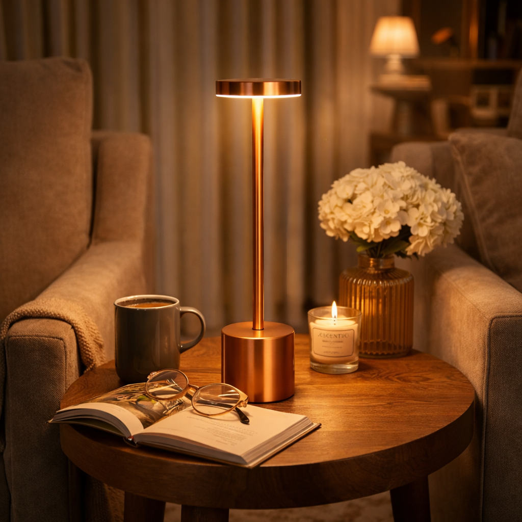 Rechargeable Alloy LED Table Lamp – 3-Color Touch Light