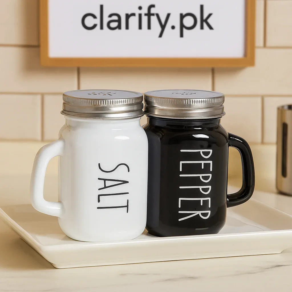 Black & White Salt & Pepper Shaker Set – 2pcs Glass